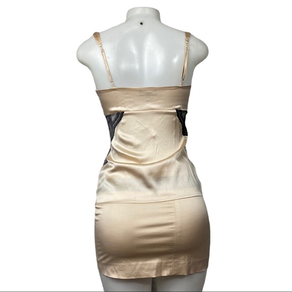VTG Y2K Bebe Champagne Corset Top & Mini Skirt Set XS/2 - Picture 5 of 11